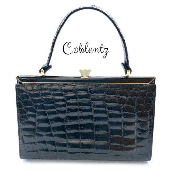 SOLD! Coblentz Women Alligator Black Handbag Purse - Picture 2 of 8